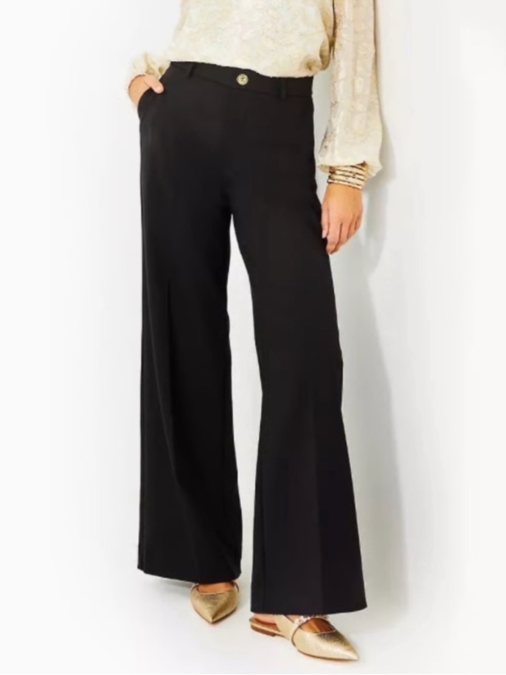 Lilly Pulitzer $178 Coletti Black Wide-Leg Dress Pants Trouser Womens Size 2